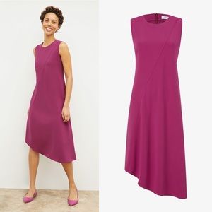 NWOT MM LAFLEUR Lara Dress Eco Heavy Crepe Berry Asymmetrical Sleeveless - 10